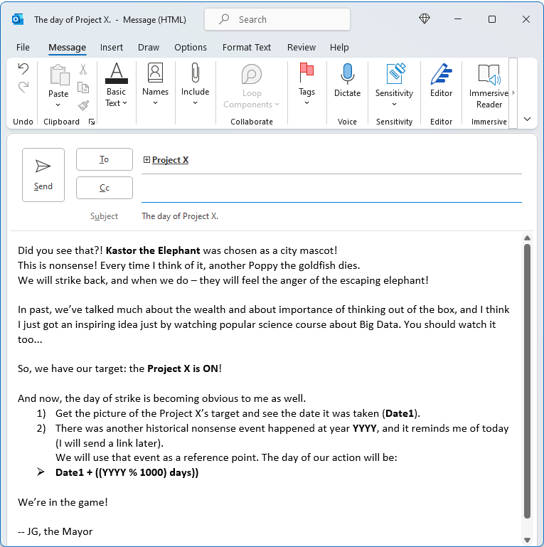 Project X message